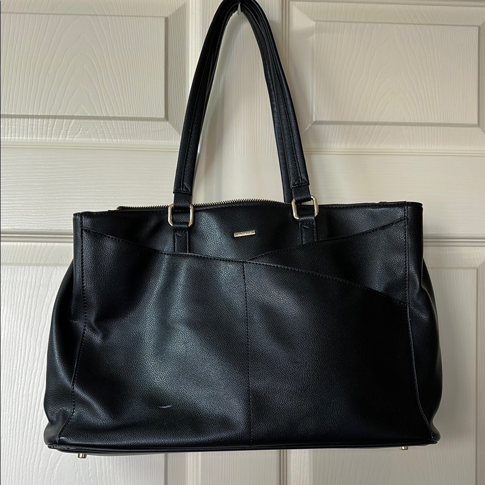 Classic Vegan Black Leather Laptop Bag